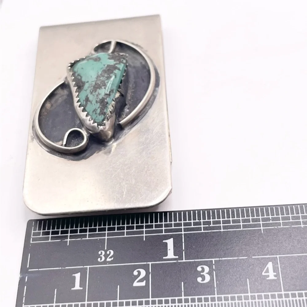 Nickel Silver Money Clip with Turquoise Stone
